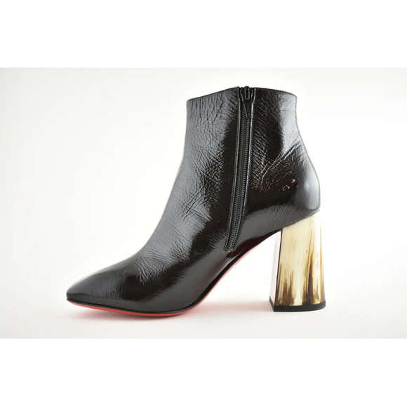 Christian Louboutin Hilconico 85 Black Patent Block Corne Heel Ankle Bootie 35.5 - Picture 8 of 12